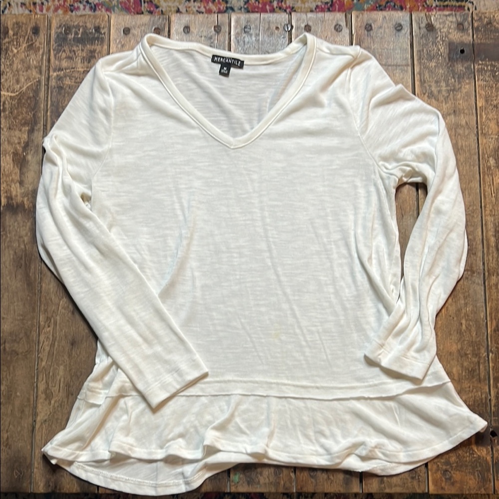 J Crew Women's White V-Neck Top
